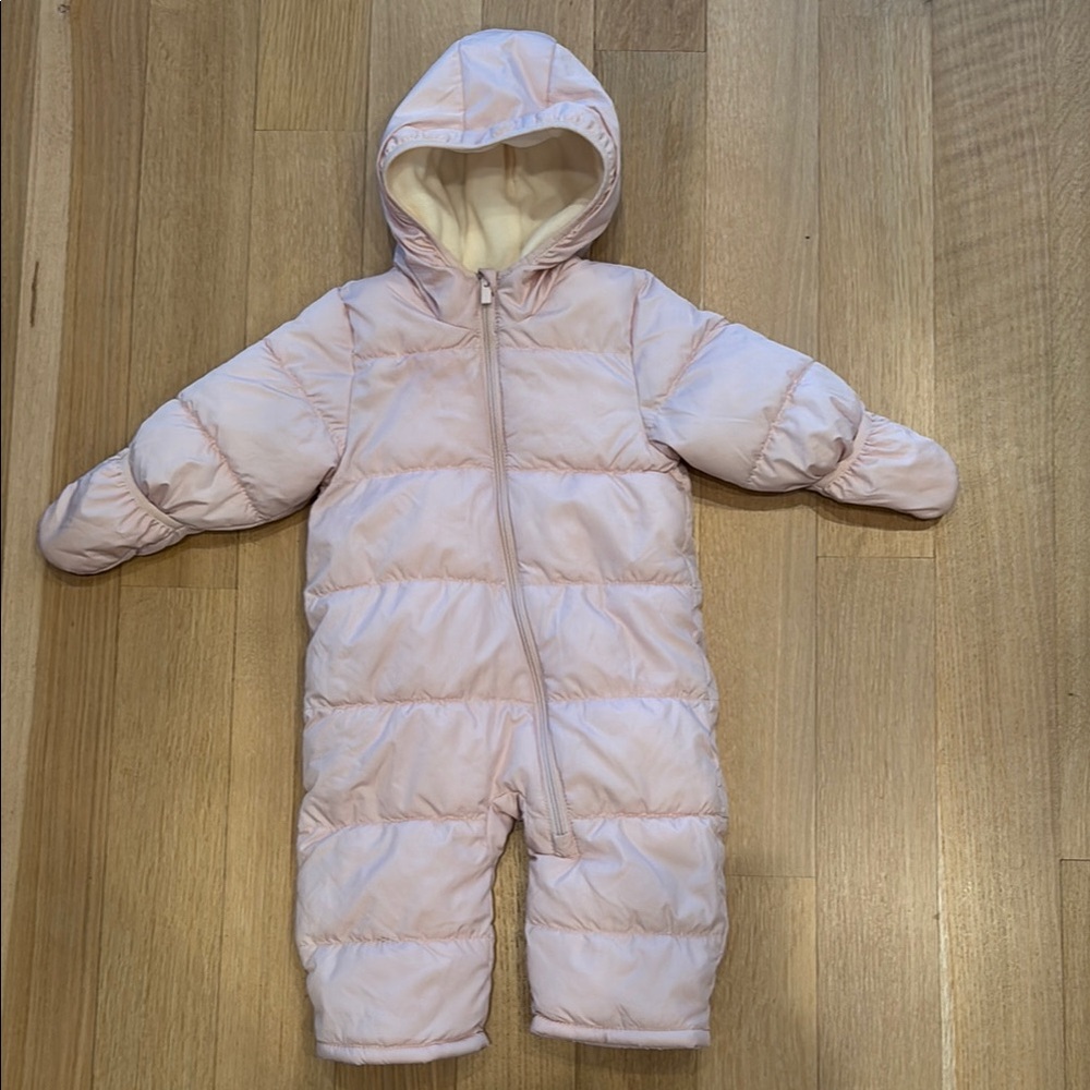 Baby Pink Hooded Snowsuit